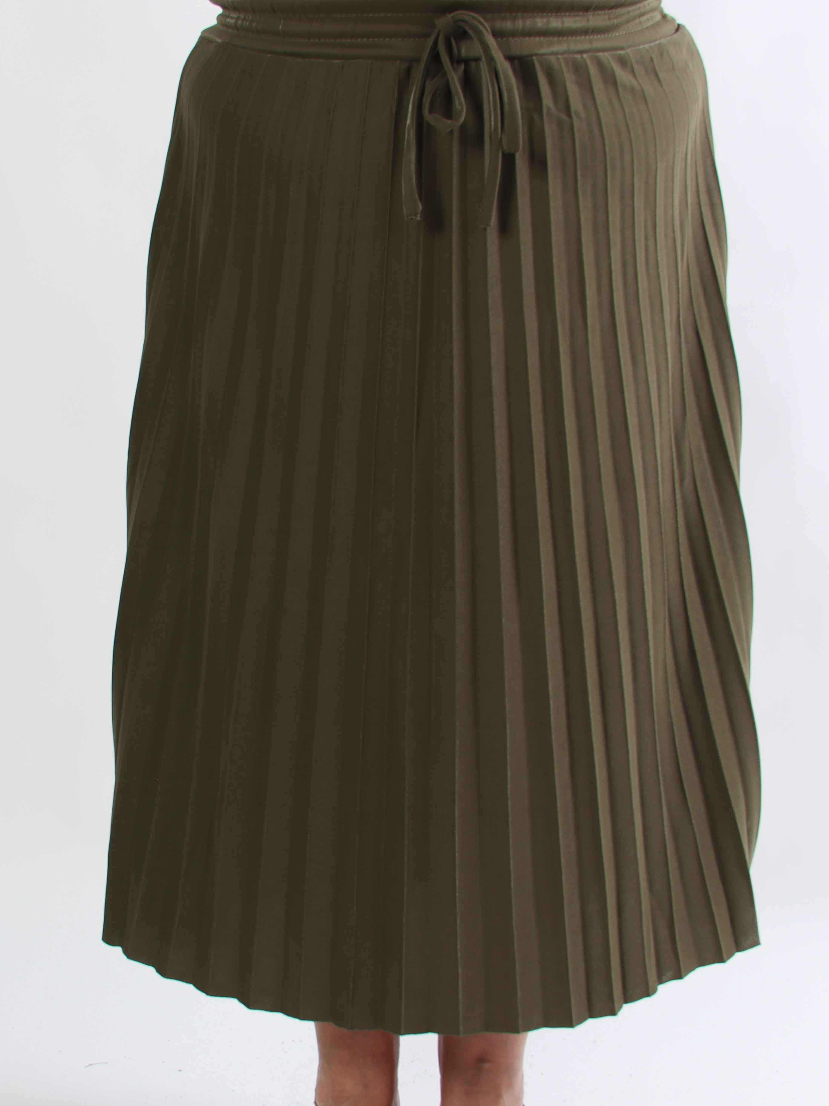 Regitze - Plisseret nederdel i let shiny materiale med elastik i taljen